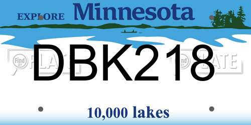 DBK218 Minnesota License Plate