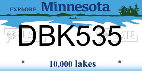 DBK535 Minnesota License Plate