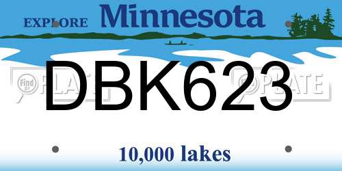 DBK623 Minnesota License Plate