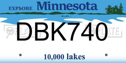 DBK740 Minnesota License Plate