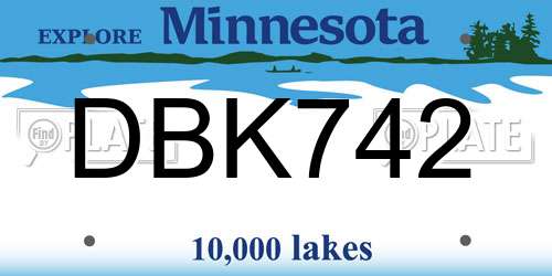 DBK742 Minnesota License Plate