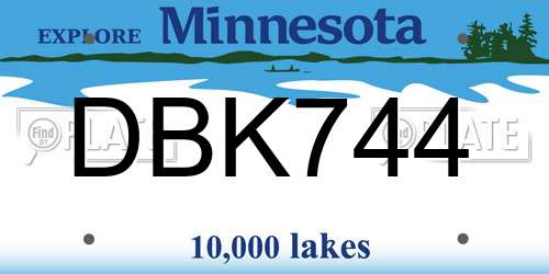 DBK744 Minnesota License Plate