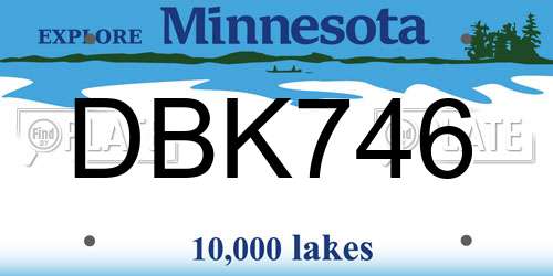 DBK746 Minnesota License Plate