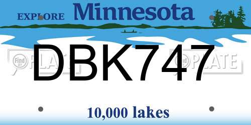 DBK747 Minnesota License Plate