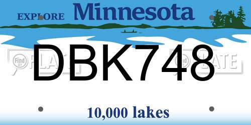 DBK748 Minnesota License Plate
