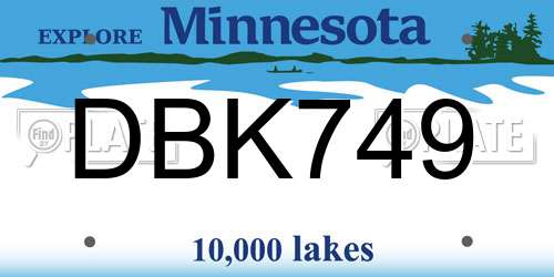 DBK749 Minnesota License Plate