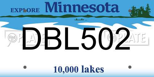 DBL502 Minnesota License Plate