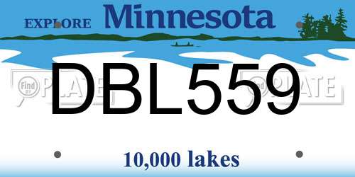 DBL559 Minnesota License Plate