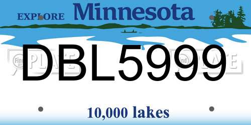 DBL5999 Minnesota License Plate