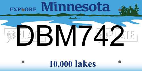 DBM742 Minnesota License Plate