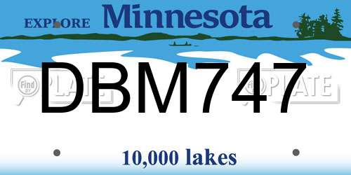 DBM747 Minnesota License Plate