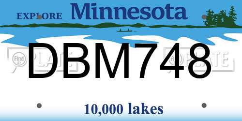 DBM748 Minnesota License Plate