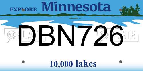 DBN726 Minnesota License Plate