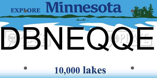 DBNEQQE Minnesota License Plate