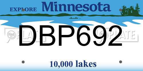 DBP692 Minnesota License Plate