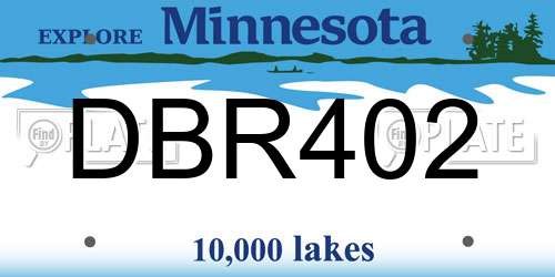 DBR402 Minnesota License Plate