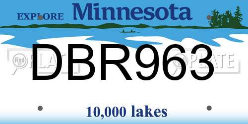 DBR963 Minnesota License Plate
