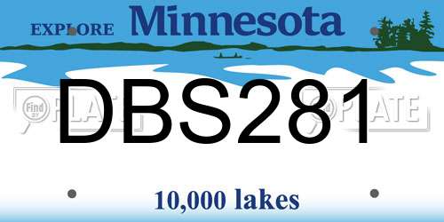 DBS281 Minnesota License Plate