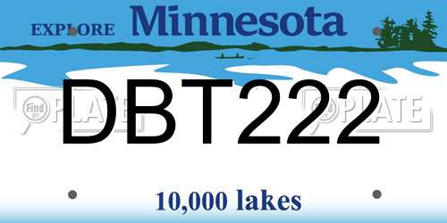 DBT222 Minnesota License Plate