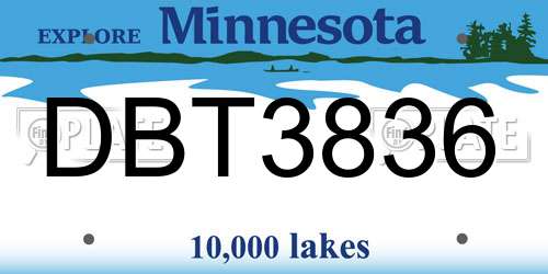 DBT3836 Minnesota License Plate