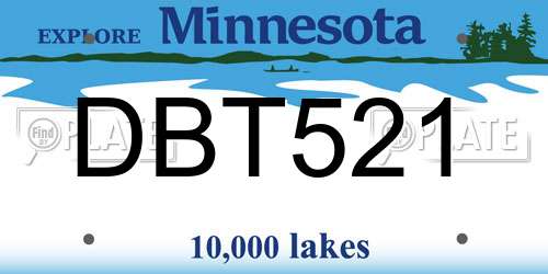 DBT521 Minnesota License Plate