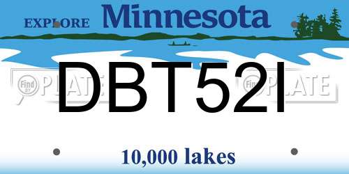 DBT52I Minnesota License Plate