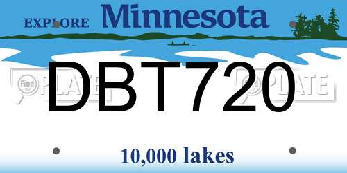 DBT720 Minnesota License Plate