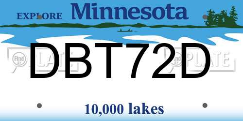 DBT72D Minnesota License Plate