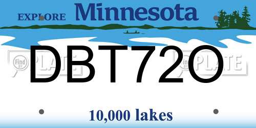 DBT72O Minnesota License Plate