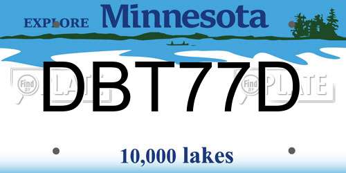 DBT77D Minnesota License Plate