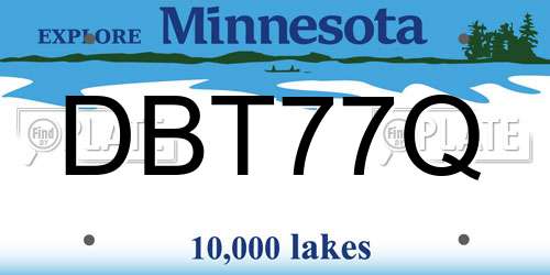 DBT77Q Minnesota License Plate
