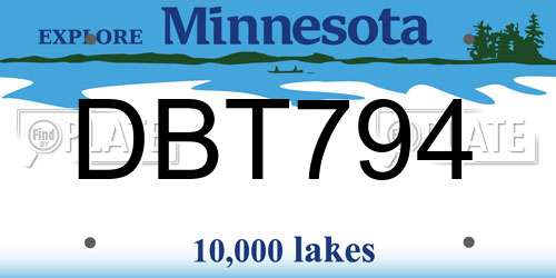 DBT794 Minnesota License Plate