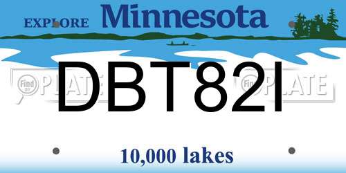 DBT82I Minnesota License Plate