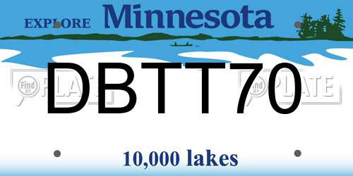 DBTT70 Minnesota License Plate