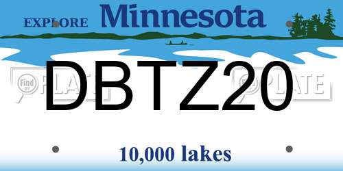 DBTZ20 Minnesota License Plate
