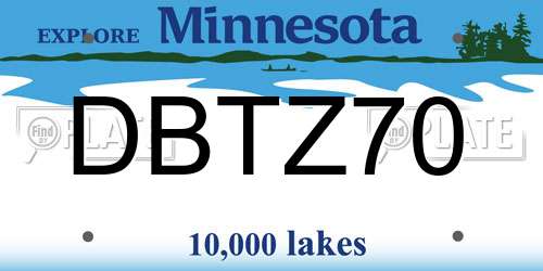 DBTZ70 Minnesota License Plate