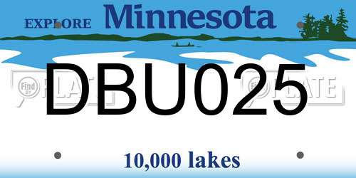 DBU025 Minnesota License Plate
