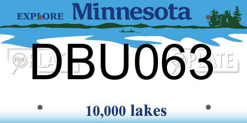 DBU063 Minnesota License Plate