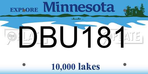 DBU181 Minnesota License Plate