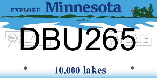 DBU265 Minnesota License Plate