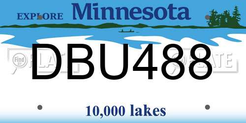 DBU488 Minnesota License Plate