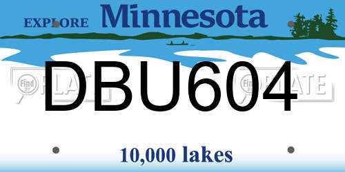 DBU604 Minnesota License Plate