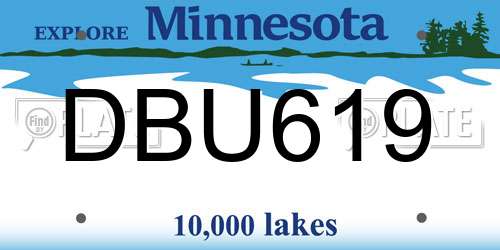DBU619 Minnesota License Plate