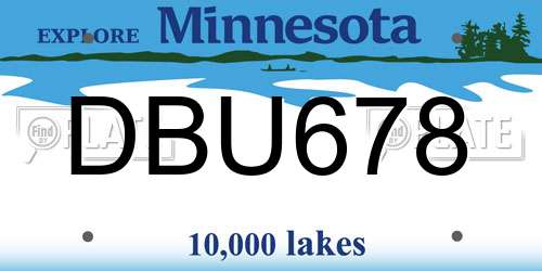DBU678 Minnesota License Plate