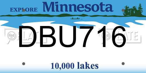 DBU716 Minnesota License Plate