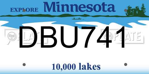 DBU741 Minnesota License Plate