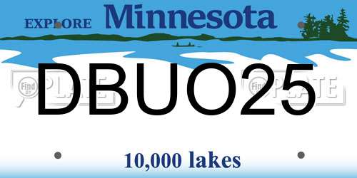 DBUO25 Minnesota License Plate