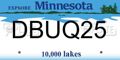 DBUQ25 Minnesota License Plate