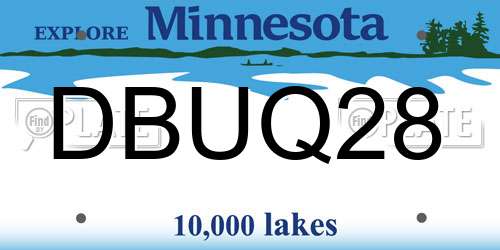 DBUQ28 Minnesota License Plate