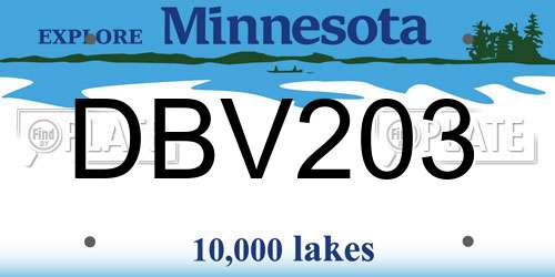 DBV203 Minnesota License Plate